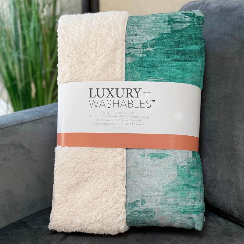 Premium Machine Washable Abstract Modern Sherpa Throw Blanket