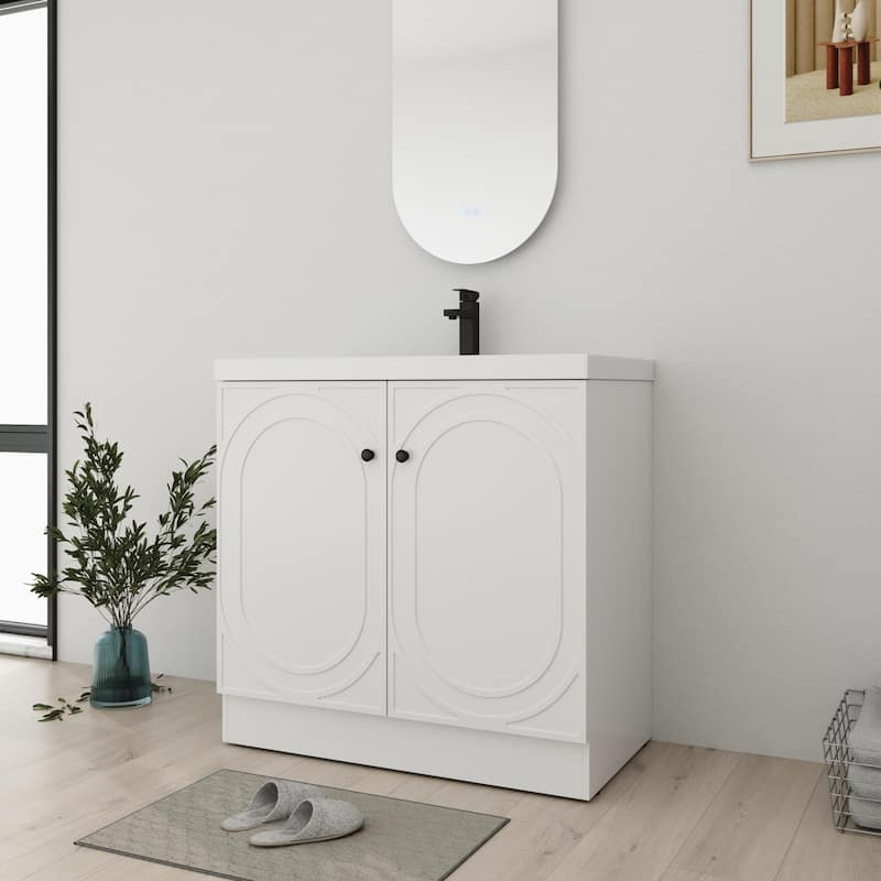 Bathroom Vanity With Sink In 24/30/36 Inch, Freestanding Bathroom Vanity With Soft Close Door and Adjustable Shelf