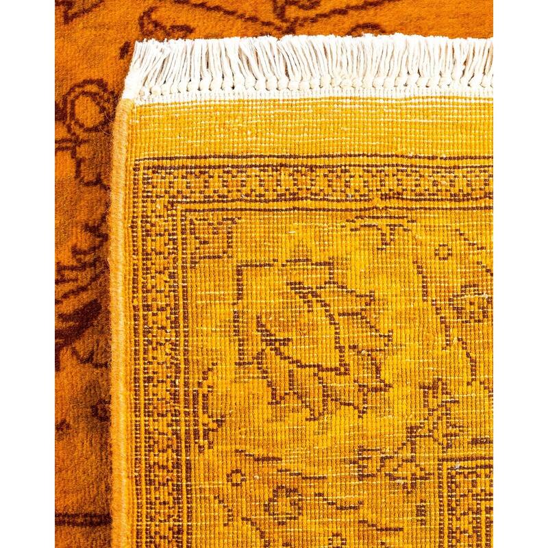 Fine Vibrance, One-of-a-Kind Hand-Knotted Runner Rug - Gold, 2' 5" x 9' 10" - 2' 5" x 9' 10"