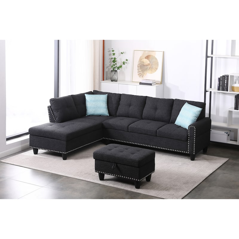Left-Facing Sofa Chaise with Ottoman for Chic Living Rooms