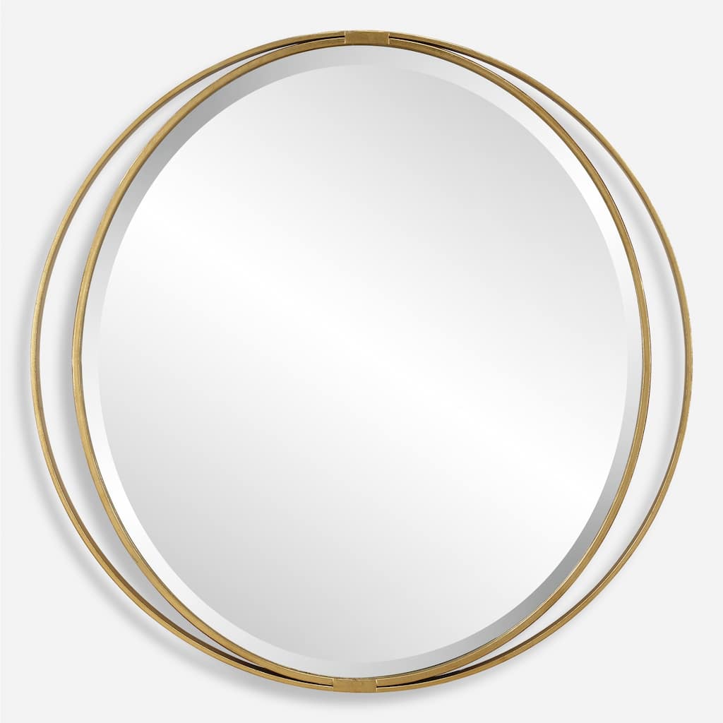 Round Wall Mirror - 36" - Antiqued Gold Leaf Finished