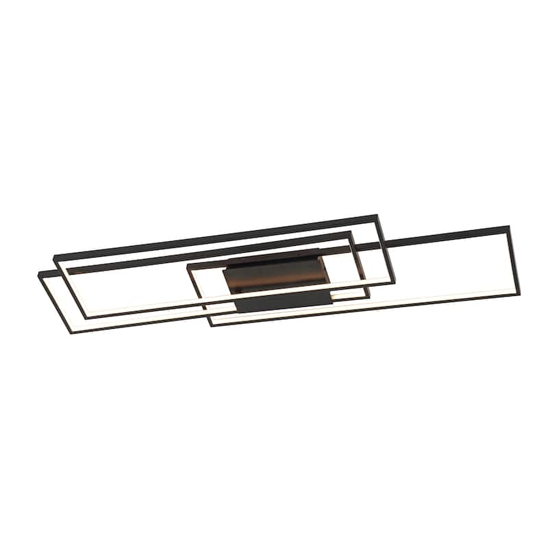 Fuochi 39" Contemporary Minimalist Metal Adjustable Dimmable Geometric Integrated LED Flush Mount, by JONATHAN Y