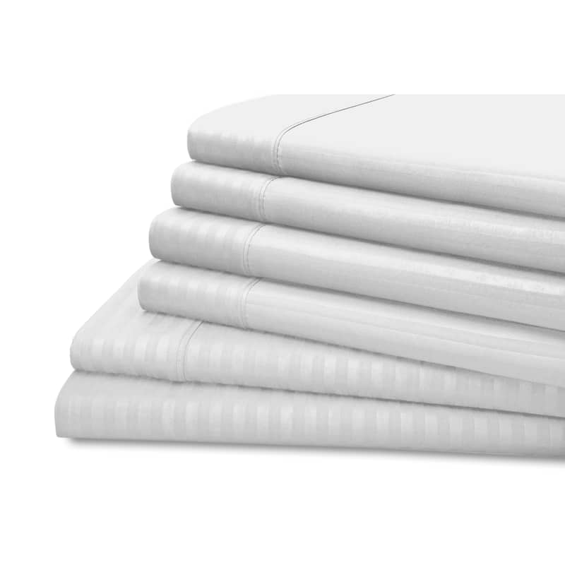 Hotel New York 6-Piece Dobby Stripe Sheet Set - Twin - White