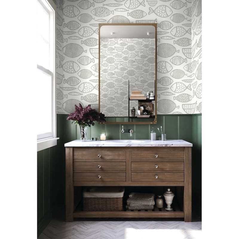 Seabrook Designs Cadence Fish Non-Woven Unpasted Wallpaper