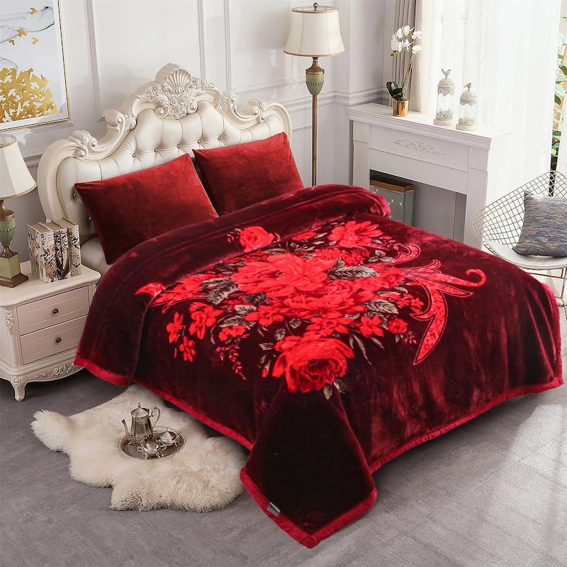 Floral & Animal 2-Ply Heavy Raschel Blanket 85" X 95"