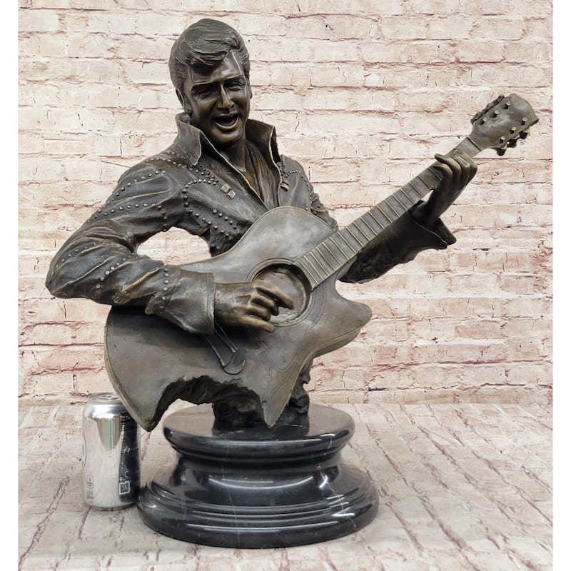 Elvis Presley Playing Guitar Bronze Bust Statue Sculpture Signed Original 24 Inches X 26 Inches