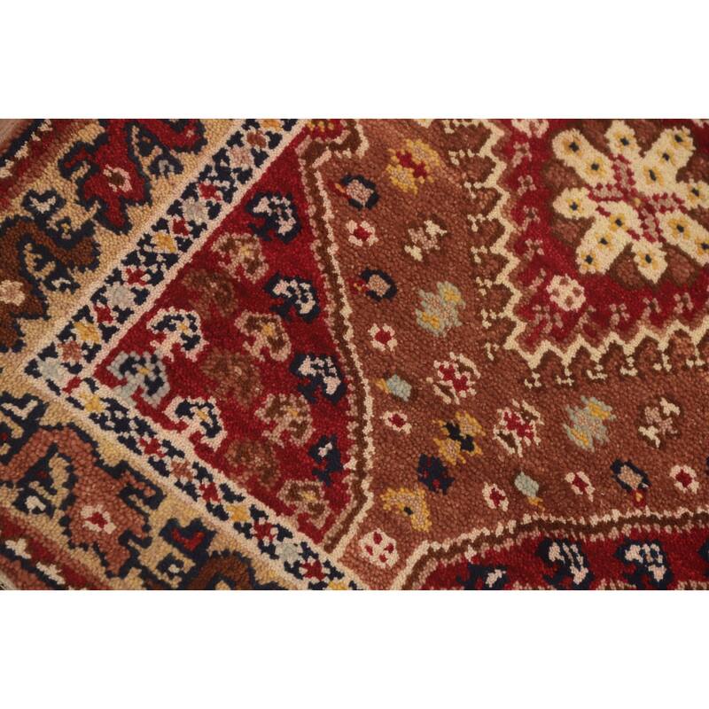 Hand-knotted Traditional Wool Orange Geometric Area Rug Oriental Carpet - 8' 3'' X 2' 7''
