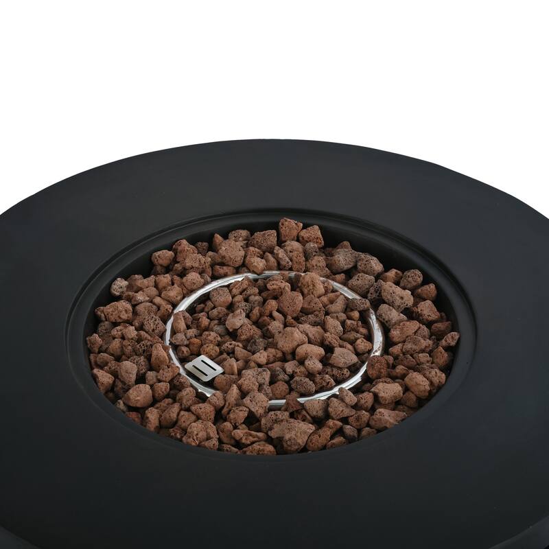 38.2" Round Outdoor Propane Fire Pit, Outside Fire Pit Table with 50000 BTU, Steel Burner, Lava Rocks, Waterproof Cover