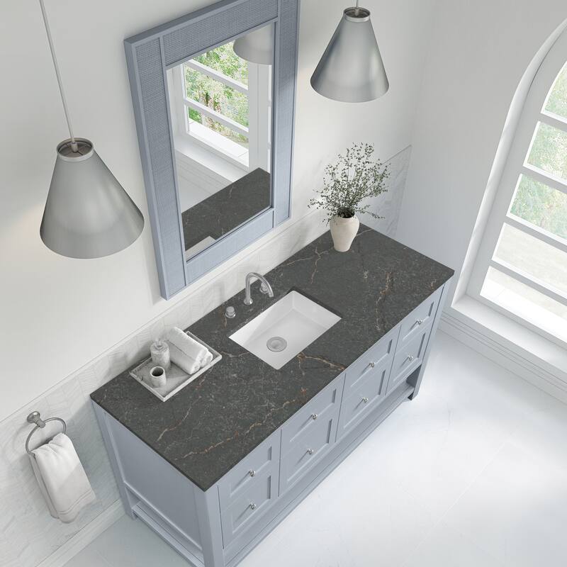 Breckenridge 60" S Vanity, Serenity Blue, w/FreePower Wireless Charger
