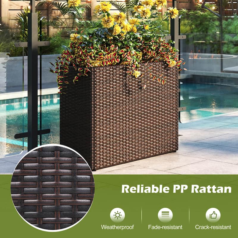 Costway 1/2 PCS 24" Tall PE Rattan Planter Box with Removable Liner