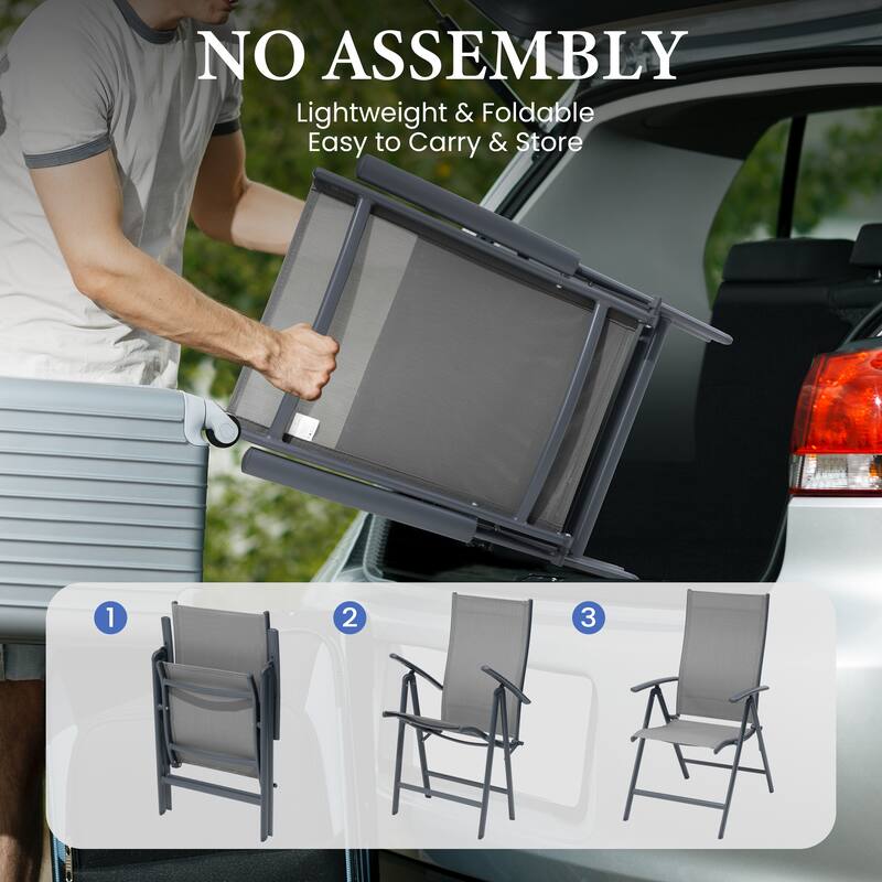 Outdoor Folding Patio Chair Set Adjustable Dining Chairs Set of 2/4/6