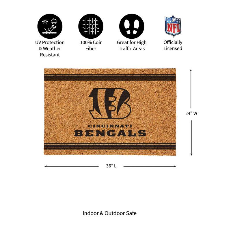 Cincinnati Bengals Monochrome Indoor/Outdoor Coir Door Mat