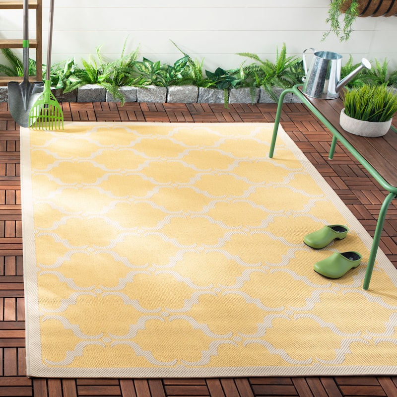 SAFAVIEH Courtyard Charleen Indoor/ Outdoor Waterproof Patio Backyard Rug - 8' x 10' - Yellow/Beige