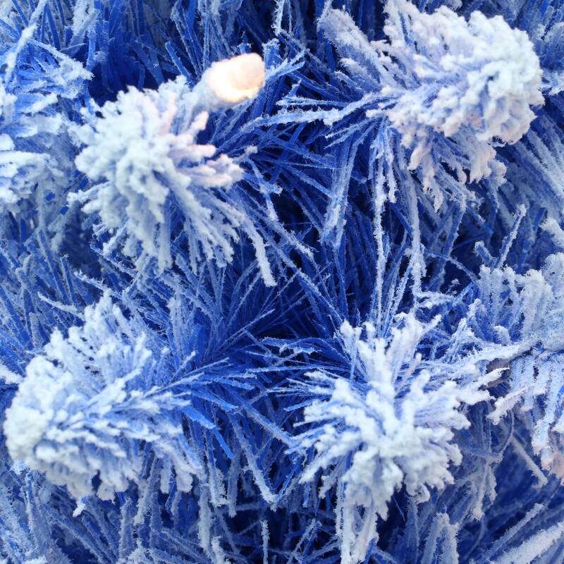 Puleo International 4.5 ft. Pre-Lit Flocked Fashion Blue Pencil Artificial Christmas Tree