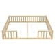 preview thumbnail 25 of 45, Twin Size Kids Bed Frame, Double Twin Floor Bed with Fence Guardrails