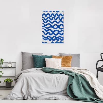 Wynwood Studio Canvas Abstract Marina Wavy Blue and Light Gray Modern & Contemporary Wall Art Canvas Print