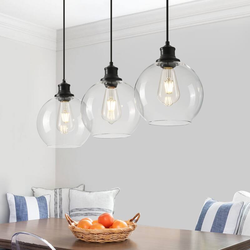 Starsky 3/5 Light Modern Linear Chandelier Cluster Kitchen Island Light with Glass Globe Shade
