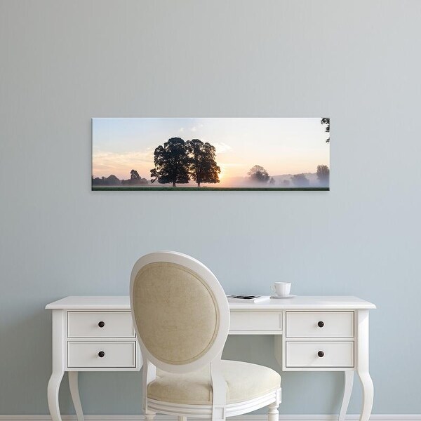 Easy Art Prints Panoramic Images's 'Trees at sunrise, USK Valley, South Wales, Wales' Premium Canvas Art