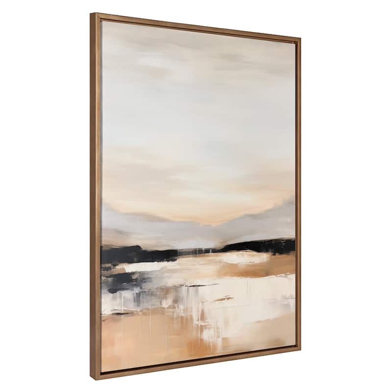 Kate and Laurel Sylvie Peaceful Landscape III Framed Canvas by Amy Lighthall - 31.5x41.5 - Gold