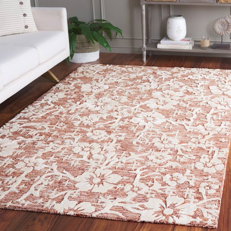 SAFAVIEH Handmade Glamour Zaruhi Modern & Contemporary Viscose Rug - 4' x 6' - Rust/Ivory