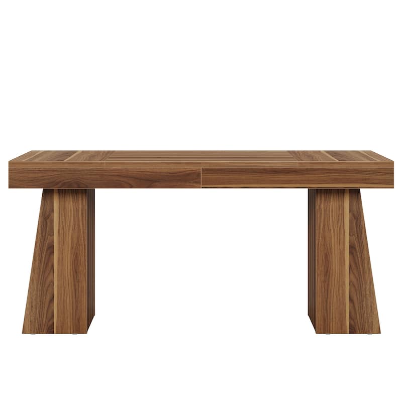 63" Modern Executive Desk, Large Computer Workstation with Sturdy Double Pedestal Base, Elegant Study & Writing Table