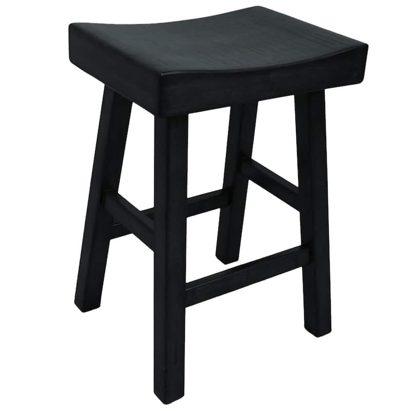 HomeRoots 25" Solid Wood Backless Counter Height Bar Chair