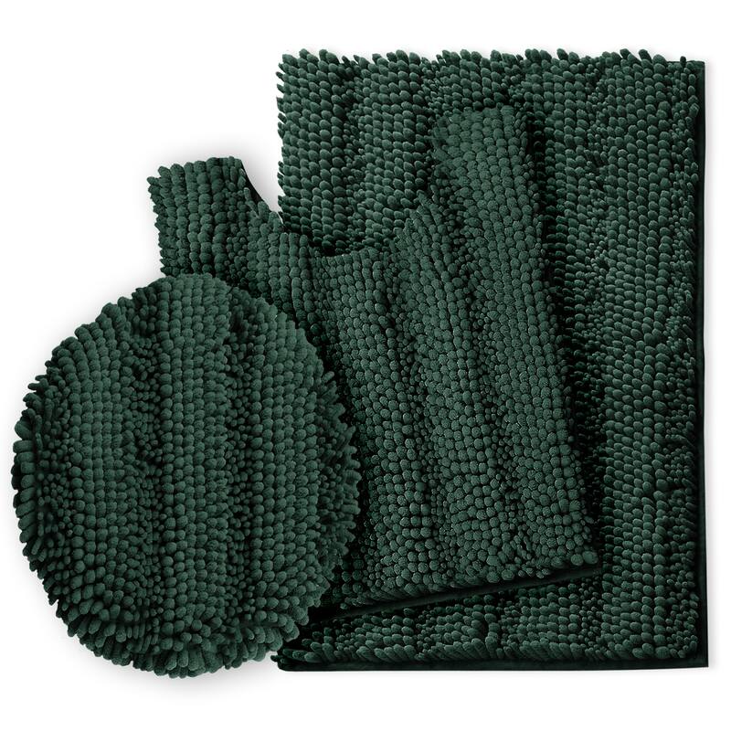 Clara Clark Chenille Extra Soft and Absorbent Bath Mat - Non Slip Fast Drying Bath Rug Set