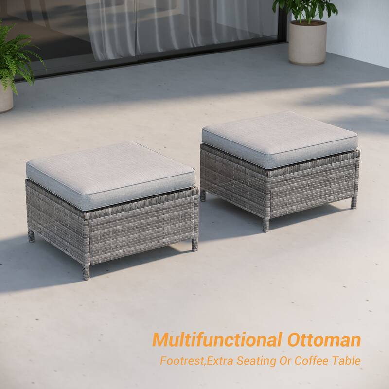 LIVOOSUN Patio 6Pcs Furniture Conversation Gray Rattan Swivel Rocking Sofa Set