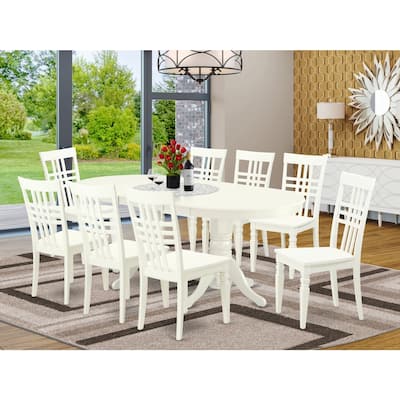 Southwestern Dining Set - 9 Piece Oval Table & 8 Chairs - Linen White Kitchen Dinette Set
