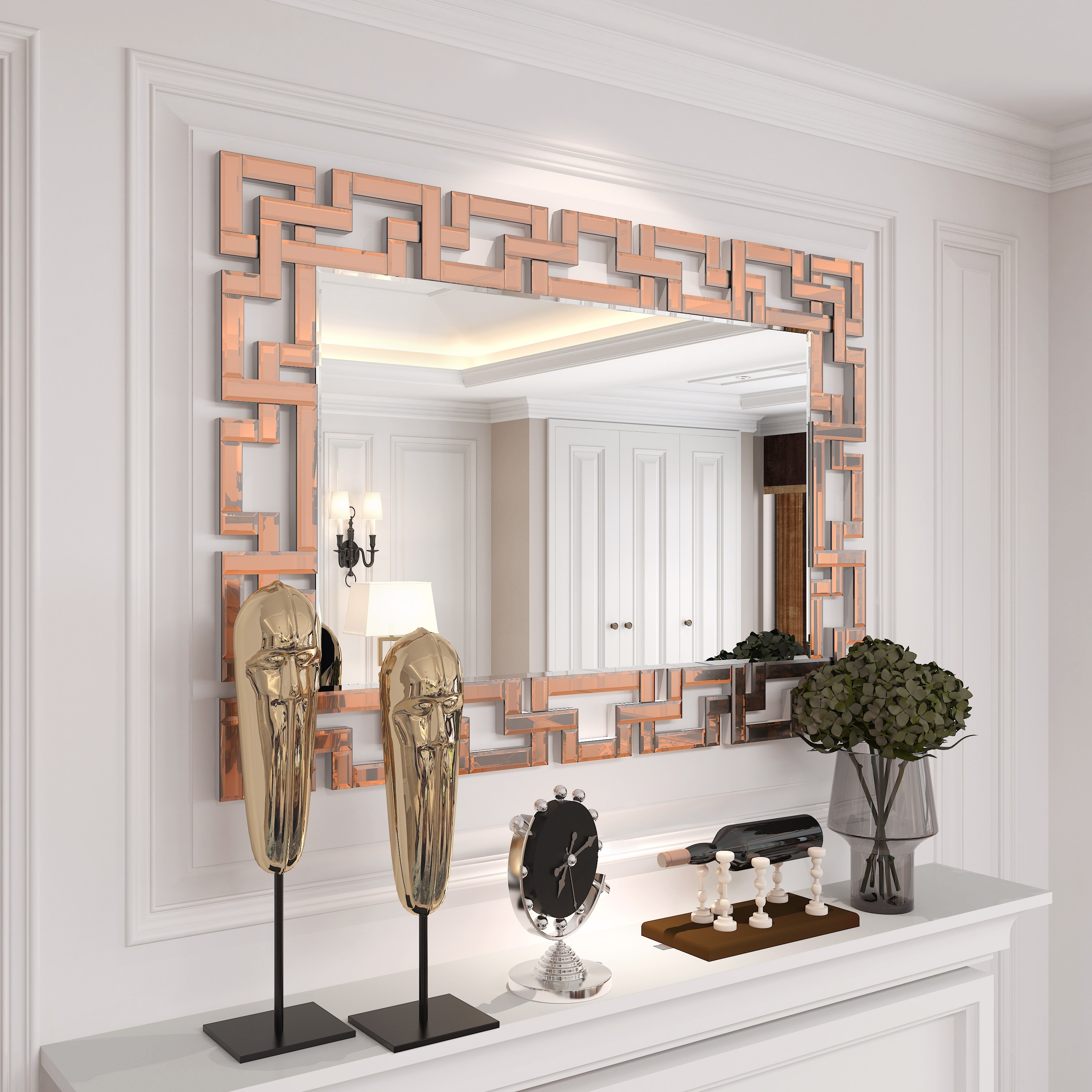 鏡 BROOKS WALL MIRROR KOHROS 23.6 in. W x 35.4 in. H Rectangle Framed Silver Wall
