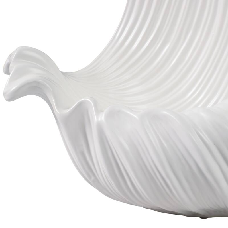 Decorative Ceramic Shell Bowl - 16", White - 16.0"