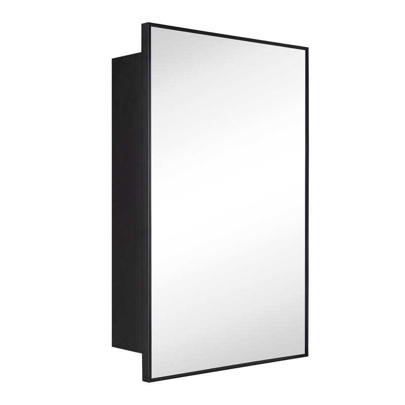 TEHOME Velin Recessed and Surface Mount Bathroom Medicine Cabinet with Mirror Square Cornered Metal Framed Rounded Rectangle