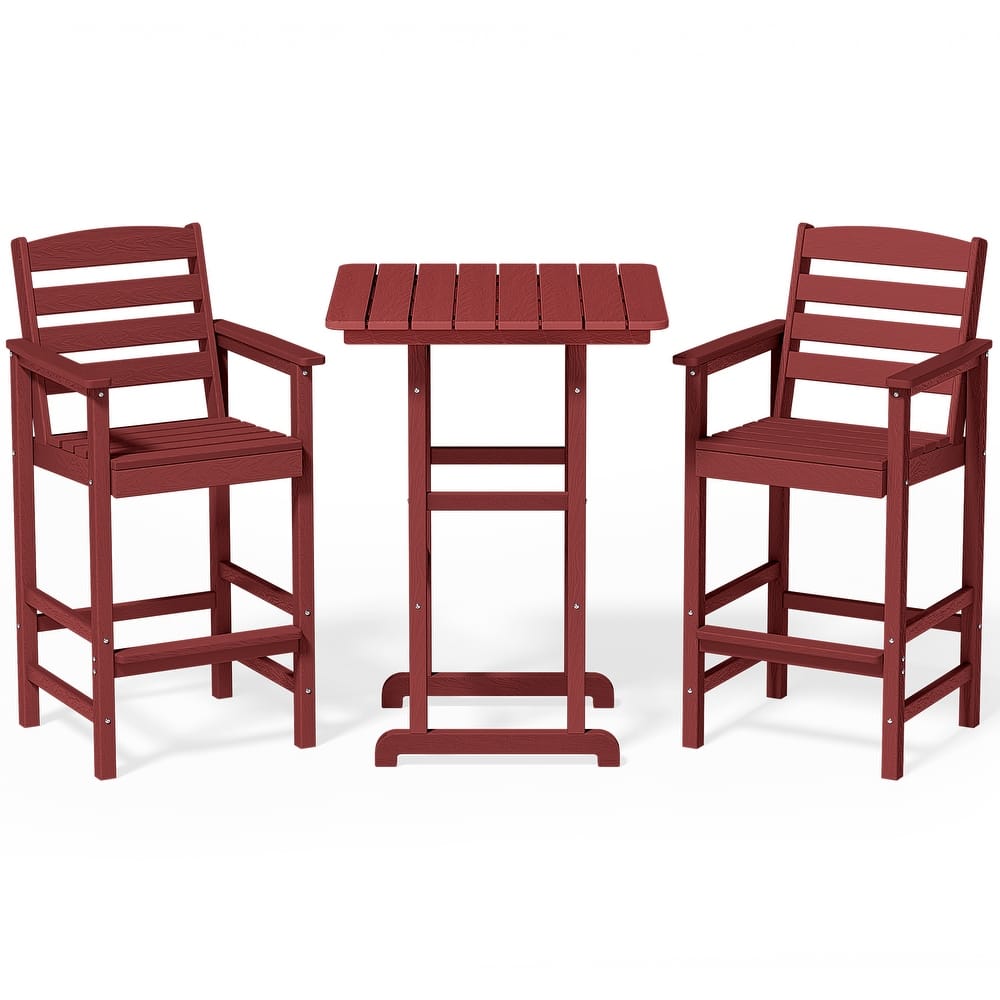 Plastic Tall adirondack Chair Set Of 3-Piece Patio Conversation Set