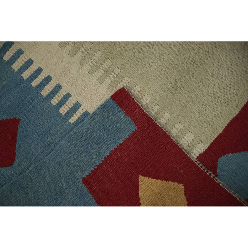 Hand Woven Oriental 100% Wool Carpet Southwestern Tribal Navy Blue & Blues Kilim Area Rug - 15' 3'' X 11' 9''