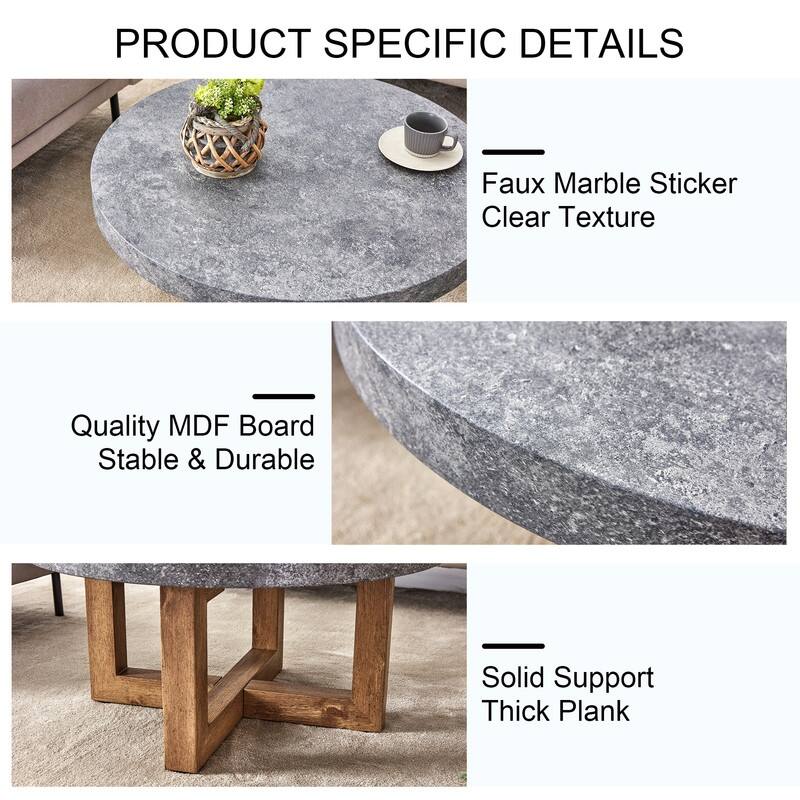 MDF Round Coffee Table with texture sticker Top