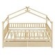 preview thumbnail 12 of 26, Full Size Wooden House-shaped Bed with Two Storage Drawers and Whimsical Sky Roof