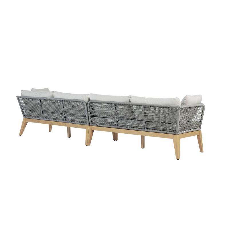 Cypress Teak Wood 128" Sofa with Rope Design