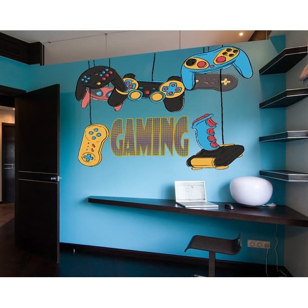Gamer Girl Vinyl Wall Decal Video Games Joystick Gaming Decor