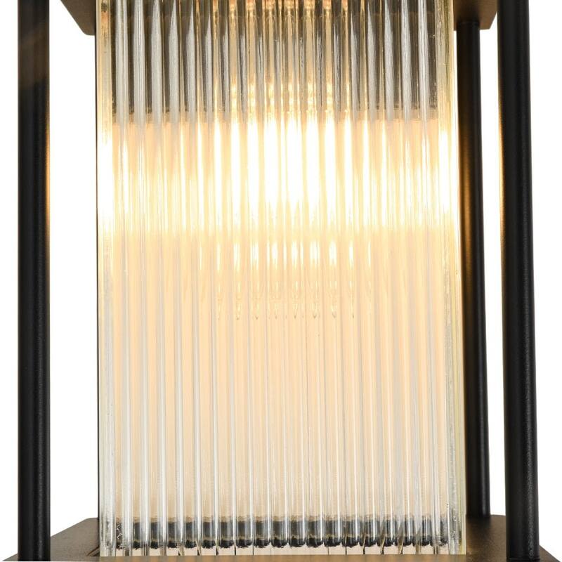 Rectangle Ribbed Glass Cage Outdoor Wall Sconce Porch Light