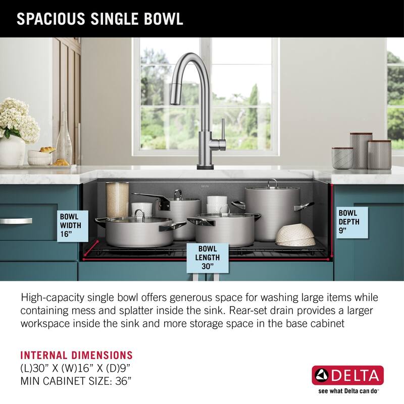 Delta 95B9031-32S Rivet 32" Undermount Single Basin Stainless Steel