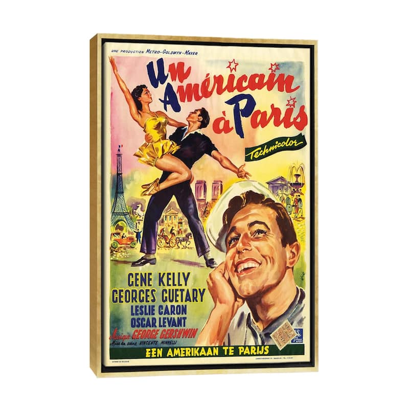 iCanvas "1951 An American In Paris Movie Poster" by The Advertising Archives Framed Canvas Print - Gold - 48x32