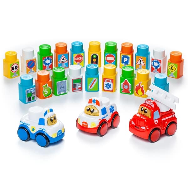slide 2 of 3, Playmat Block Set with 3 Cars
