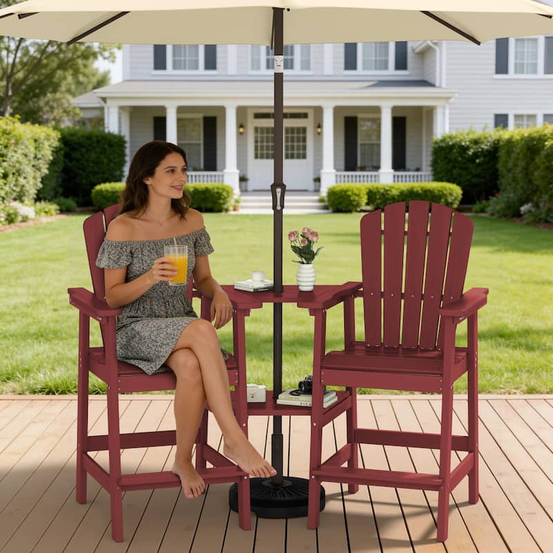 Outdoor Tall Adirondack Chair Set of 2 with Connecting Tray