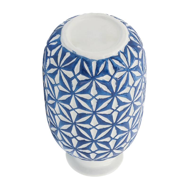 Sagebrook Home Decorative Daisy Ceramic Vase Contemporary Blue and White Flower Vase for Home, Office Decorative Accent