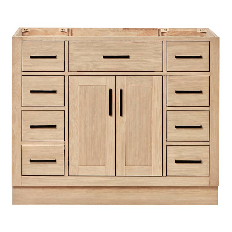 Ariel T042S-BC Hepburn 42" Single Free Standing Vanity Cabinet Only - Oak / Matte Black Hardware