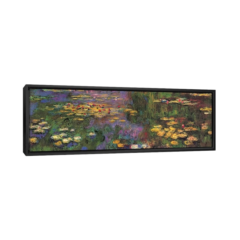 iCanvas "Water Lilies" by Claude Monet Framed Canvas Print - 20x60 - Black