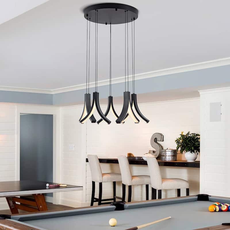5-Light LED Chandelier Black Chandelier - N/A