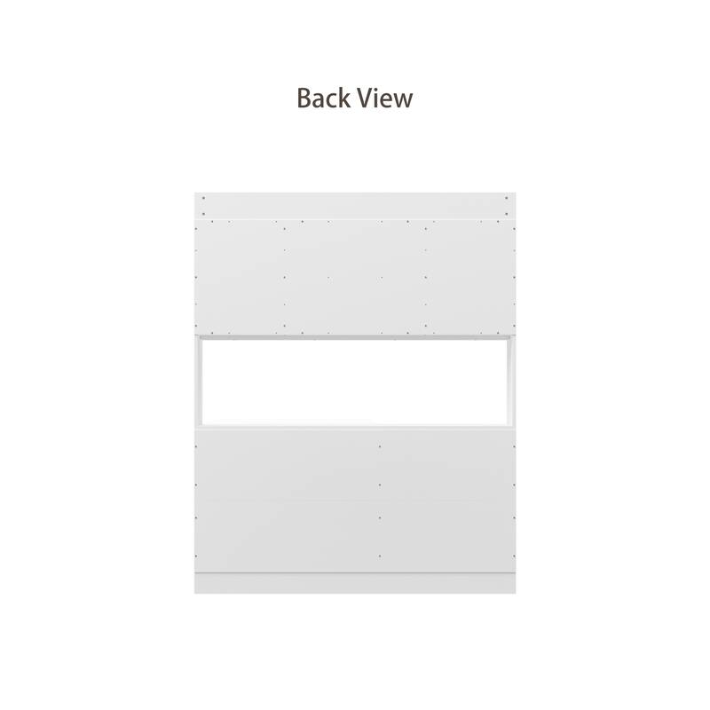 Electric Height Adjustable Standing Desk with Storage Hutch, 68.5” White Home Office Desk with Drawers and Cabinets