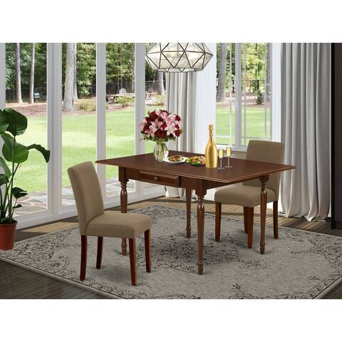 Dining Table Set Includes a Dining Table and Parson Chairs with Coffee Color Linen Fabric (Pieces Option)