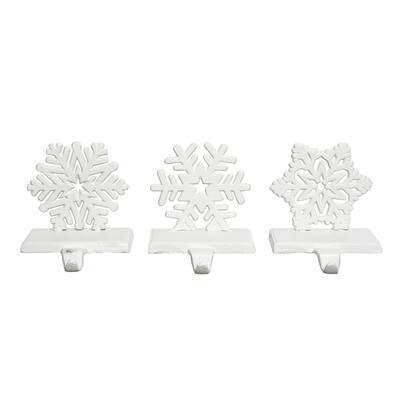 Transpac Metal 5.51 in. White Christmas Snowflake Stocking Holder Set of 3
